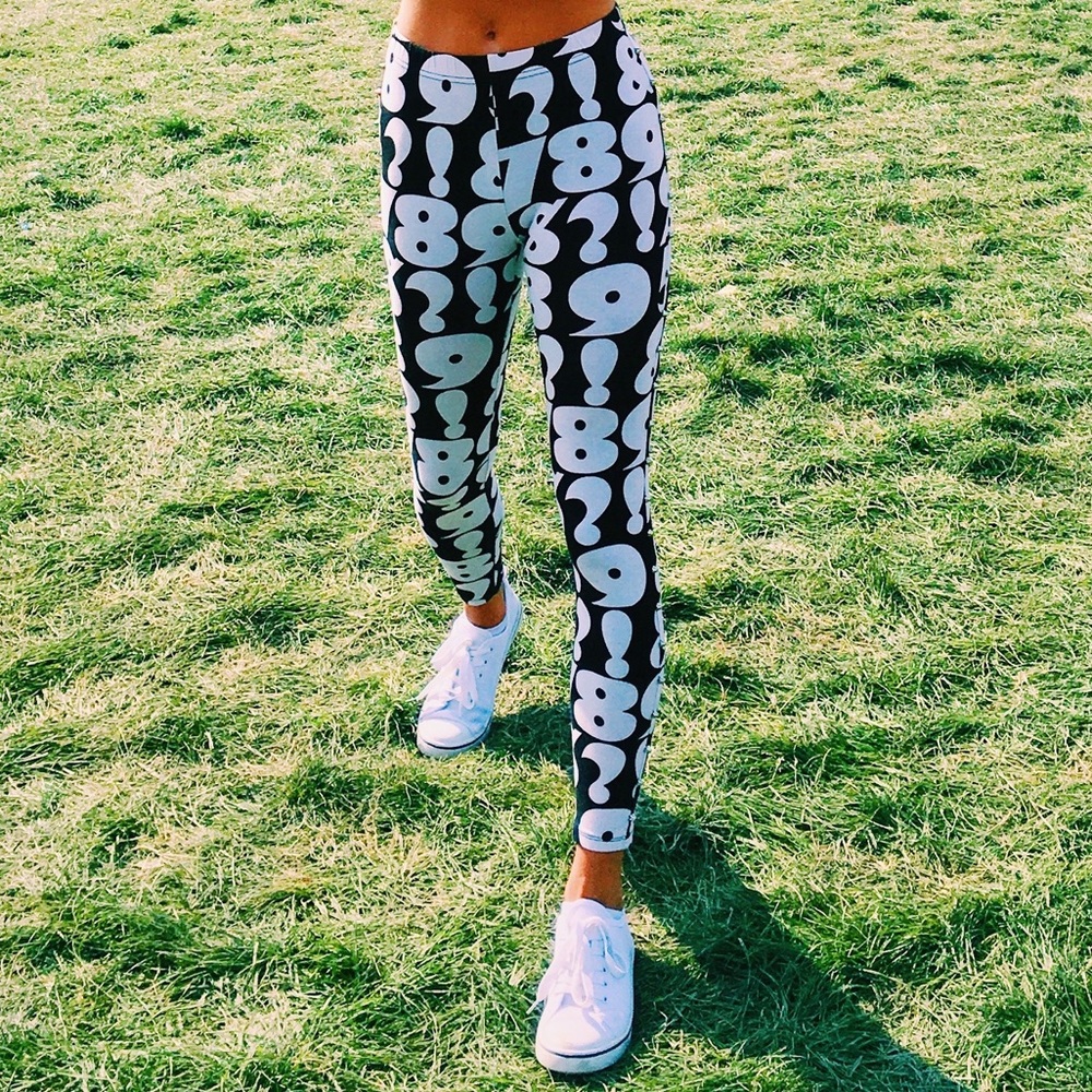 Forever21 studded graphic leggings
